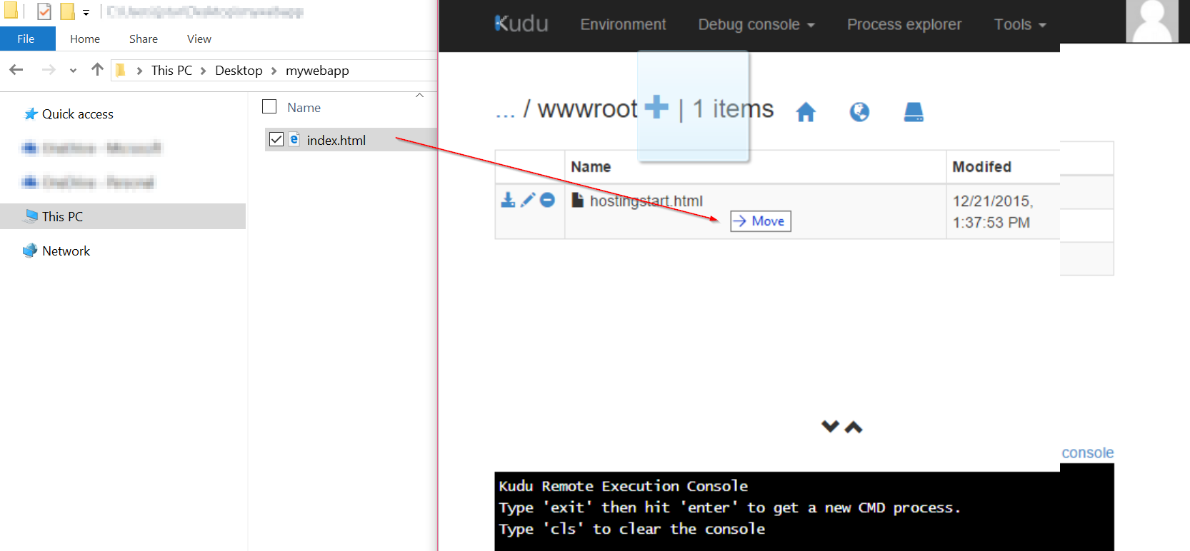 launch Kudu from azure portal