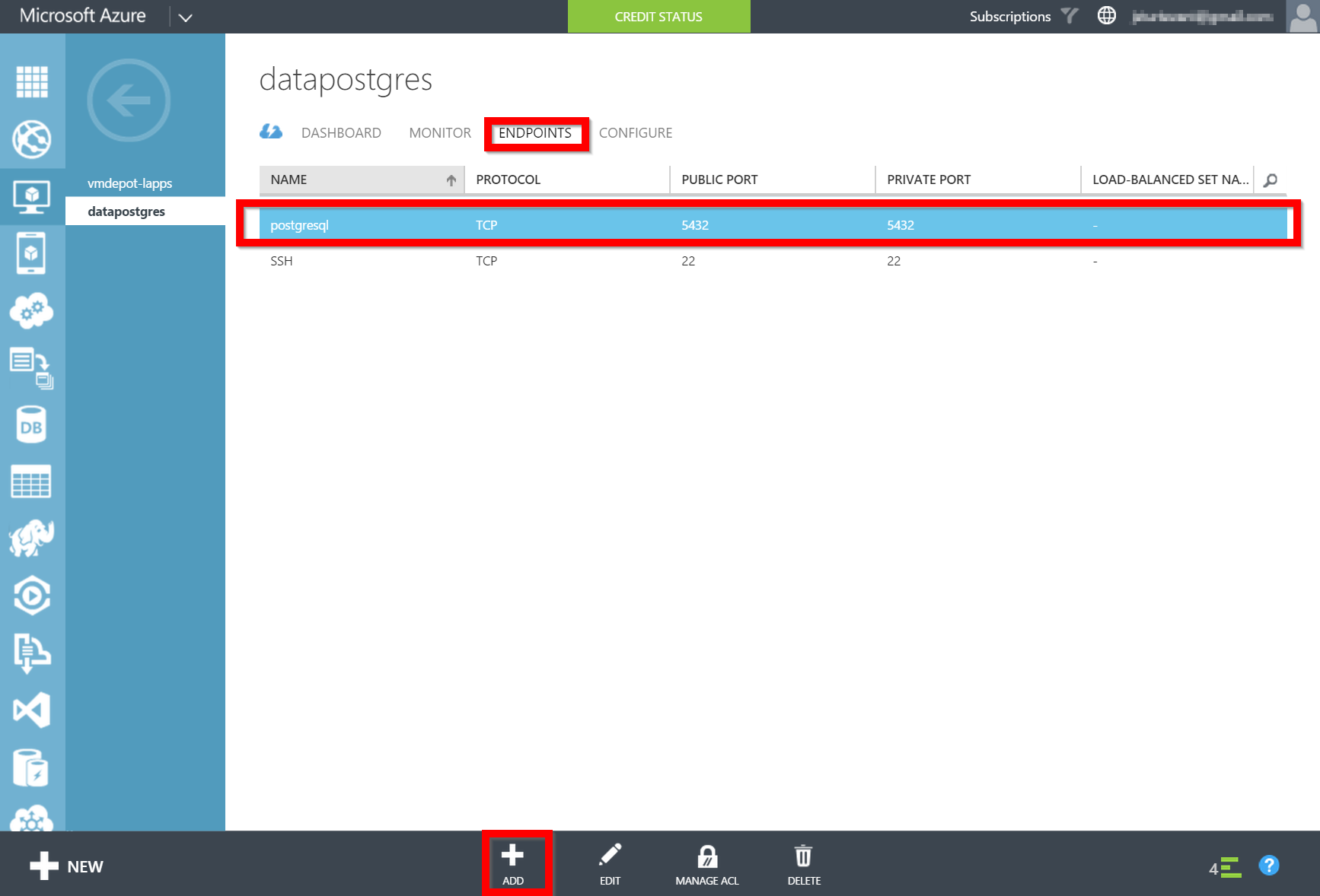 postgresql endpoint