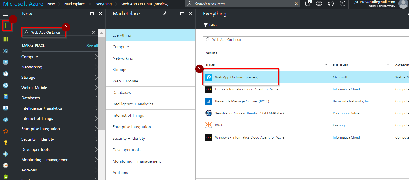 new azure web app for linux