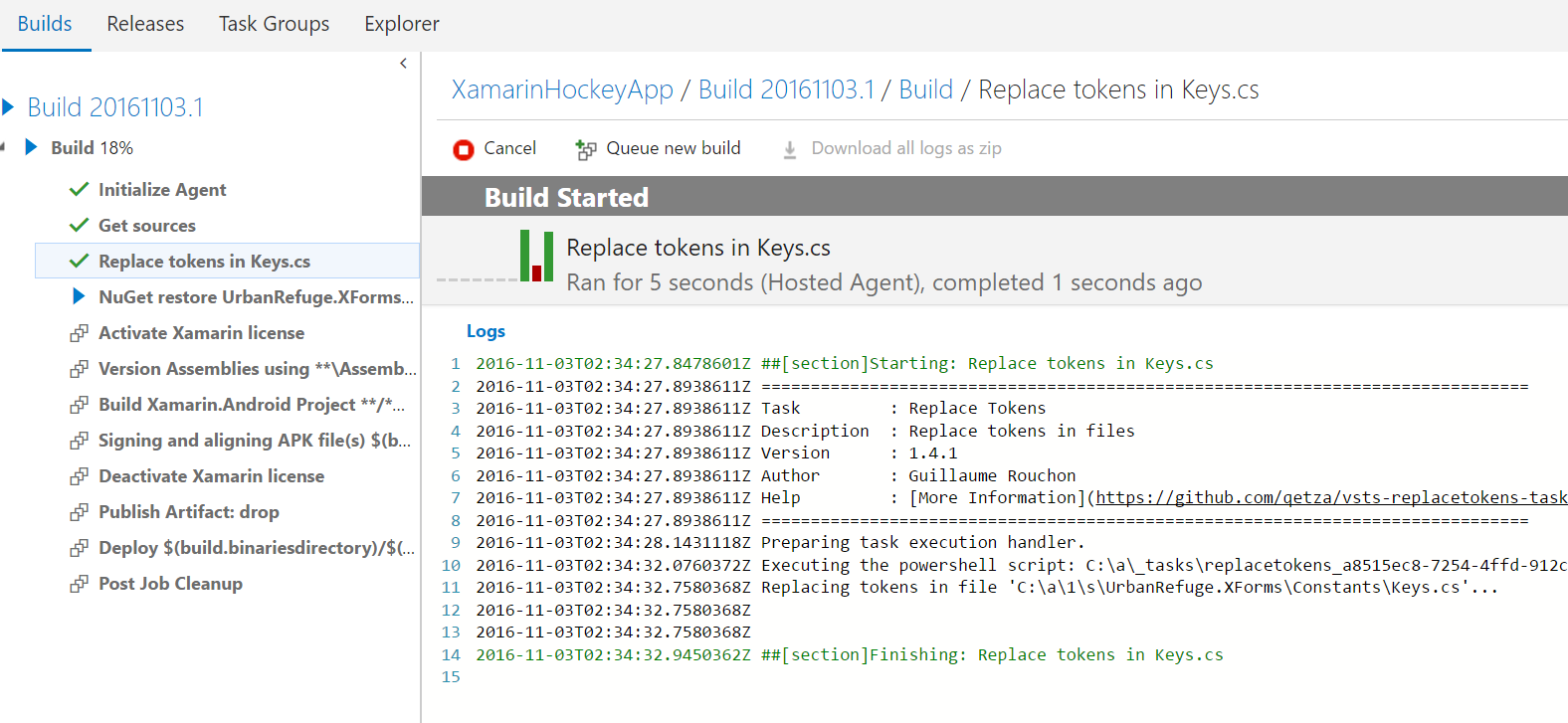 successful replace token task